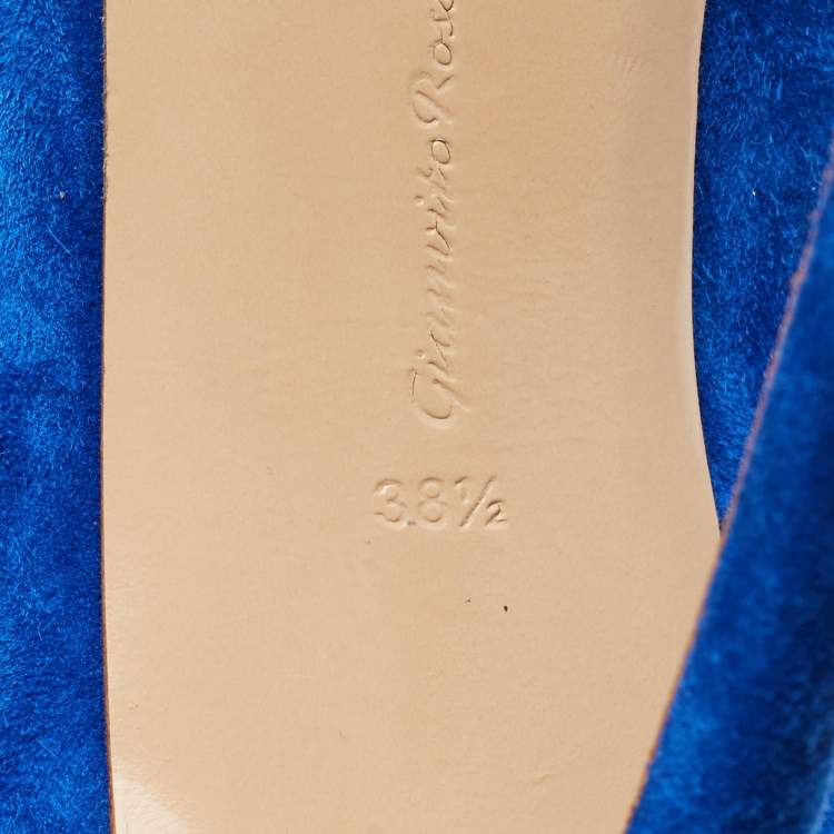 Pre Owned Gianvito Rossi Blue Suede Gianvito 105 Pumps Size 38.5