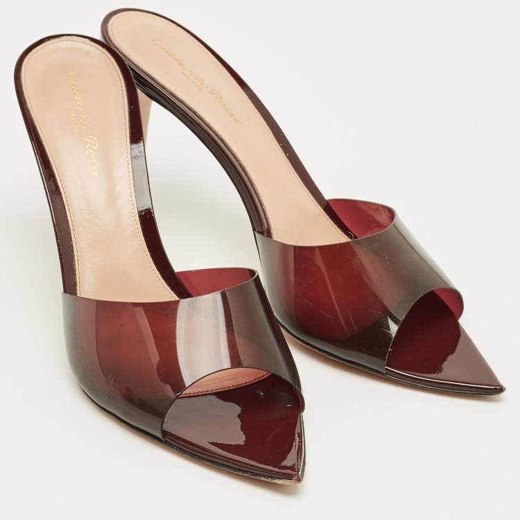 Pre Owned Gianvito Rossi Brown PVC Elle Slide Sandals Size 40