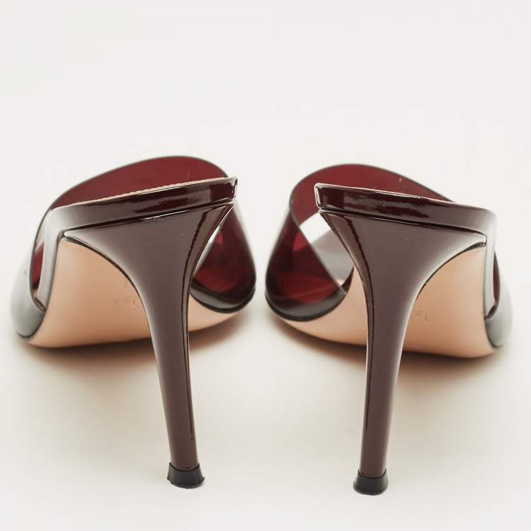 Pre Owned Gianvito Rossi Brown PVC Elle Slide Sandals Size 40