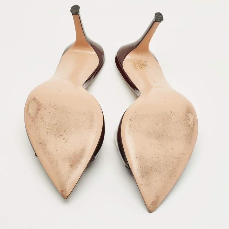 Pre Owned Gianvito Rossi Brown PVC Elle Slide Sandals Size 40