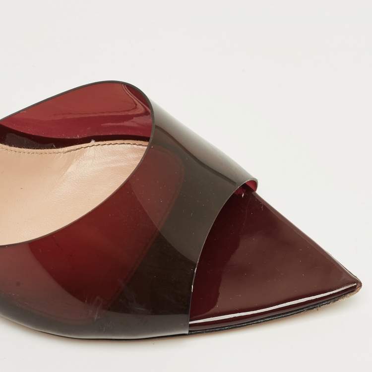 Pre Owned Gianvito Rossi Brown PVC Elle Slide Sandals Size 40