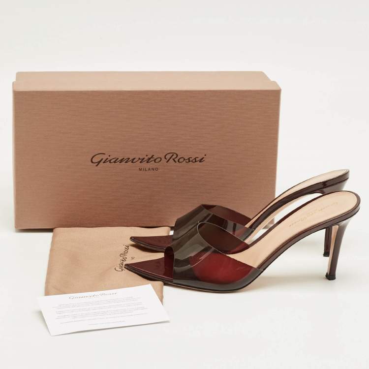 Pre Owned Gianvito Rossi Brown PVC Elle Slide Sandals Size 40