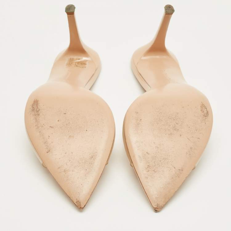 Pre Owned Gianvito Rossi Beige PVC Elle Slide Sandals Size 40