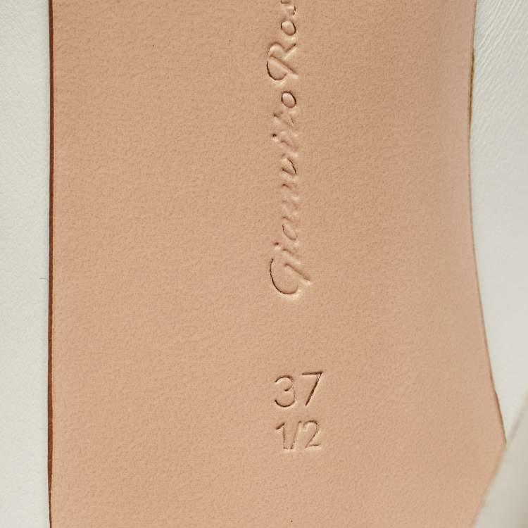 Pre Owned Gianvito Rossi White Leather Vamp Booties Size 37.5