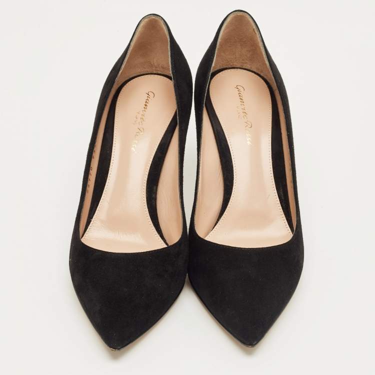 Pre Owned Gianvito Rossi Black Suede Gianvito Pointed Toe Pumps Size 39