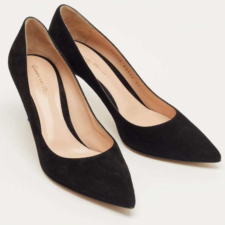 Pre Owned Gianvito Rossi Black Suede Gianvito Pointed Toe Pumps Size 39