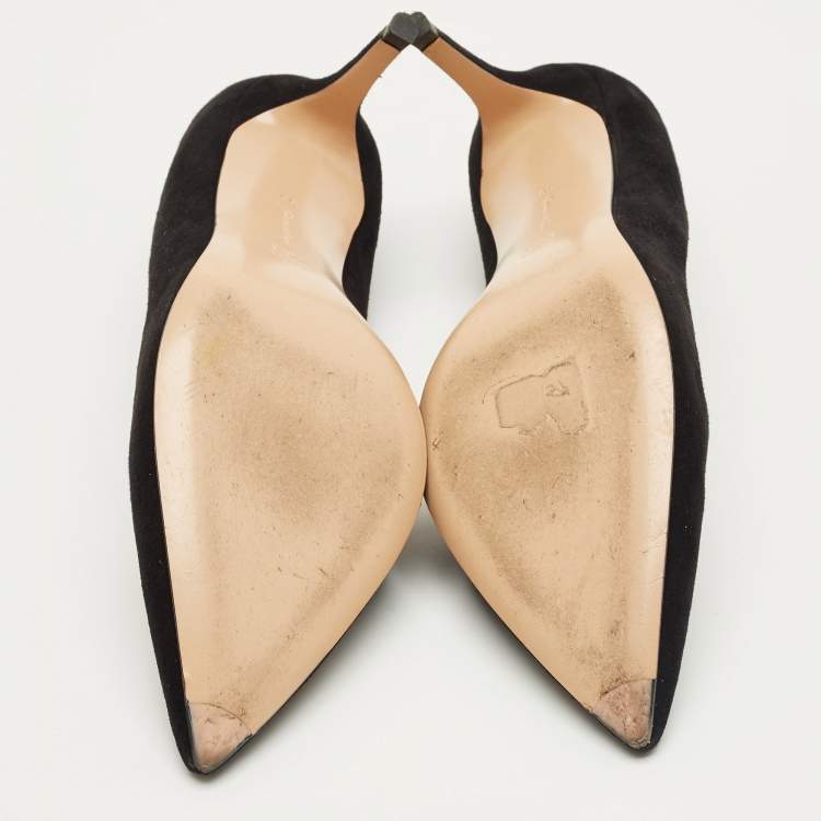 Pre Owned Gianvito Rossi Black Suede Gianvito Pointed Toe Pumps Size 39