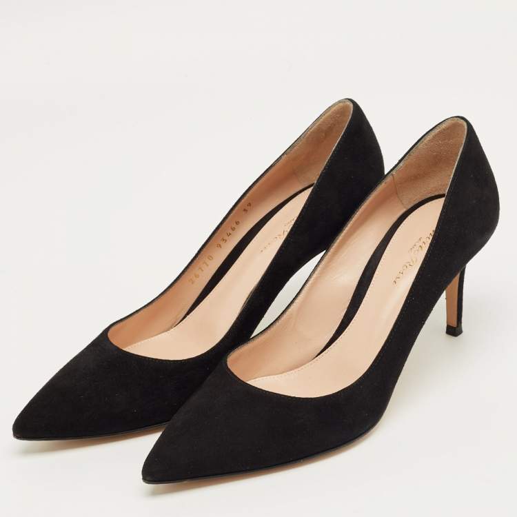 Pre Owned Gianvito Rossi Black Suede Gianvito Pointed Toe Pumps Size 39
