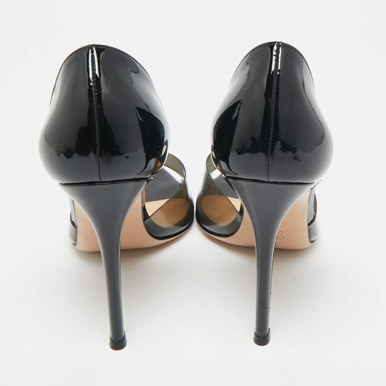 Pre Owned Gianvito Rossi Black PVC and Patent Leather Bree Pumps Size 39