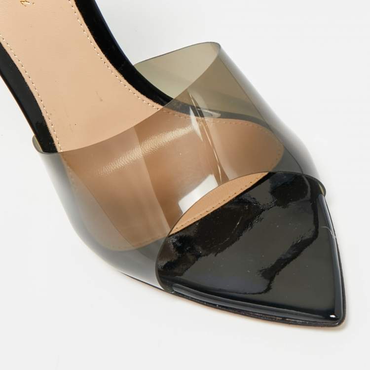 Pre Owned Gianvito Rossi Black PVC and Patent Leather Bree Pumps Size 39