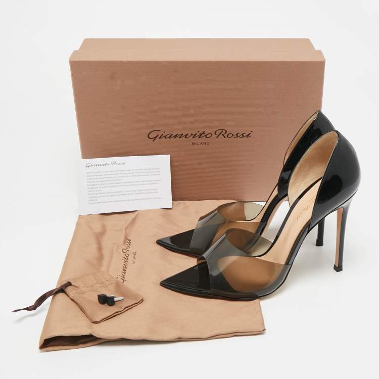 Pre Owned Gianvito Rossi Black PVC and Patent Leather Bree Pumps Size 39