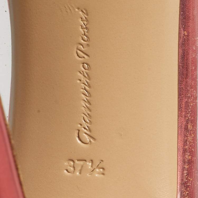 Pre Owned Gianvito Rossi Pink/Transparent Leather And PVC Plexi Pointed Toe Pumps Size 37.5
