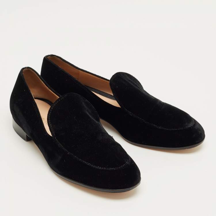 Pre Owned Gianvito Rossi Black Velvet Marcel Loafers Size 36