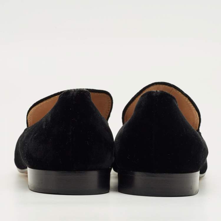 Pre Owned Gianvito Rossi Black Velvet Marcel Loafers Size 36