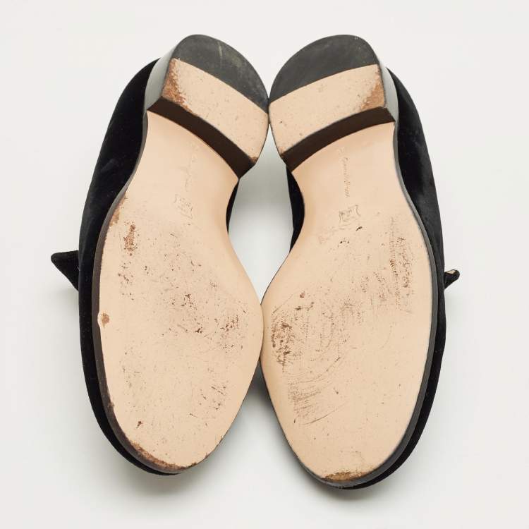 Pre Owned Gianvito Rossi Black Velvet Marcel Loafers Size 36
