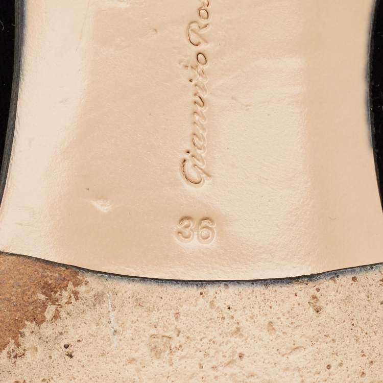 Pre Owned Gianvito Rossi Black Velvet Marcel Loafers Size 36