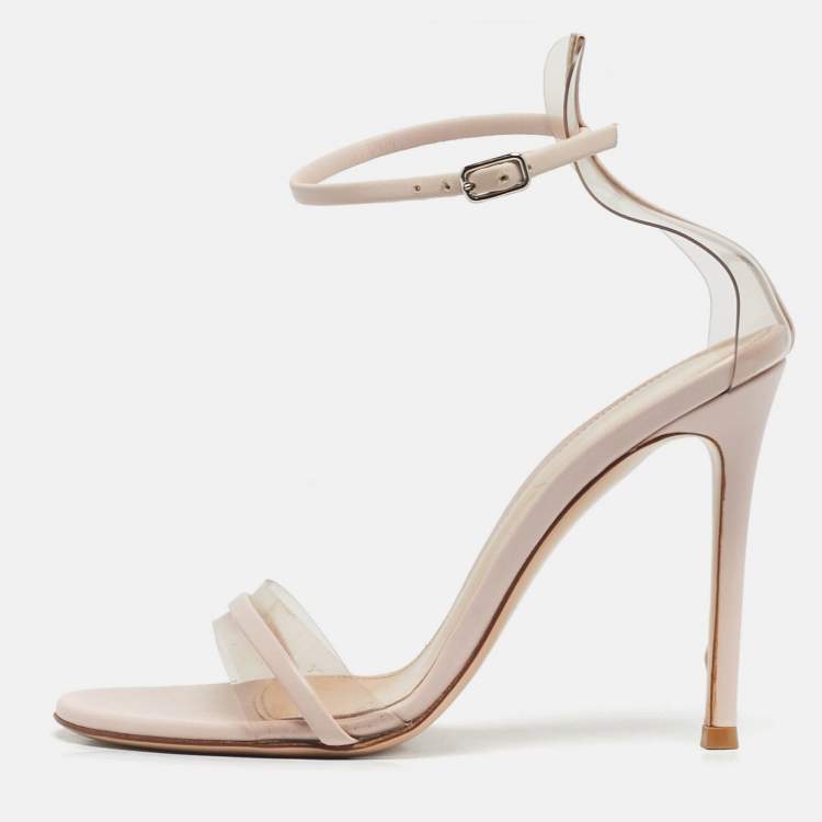 Pre Owned Gianvito Rossi Beige Leather and PVC Ankle Strap Sandals Size 36