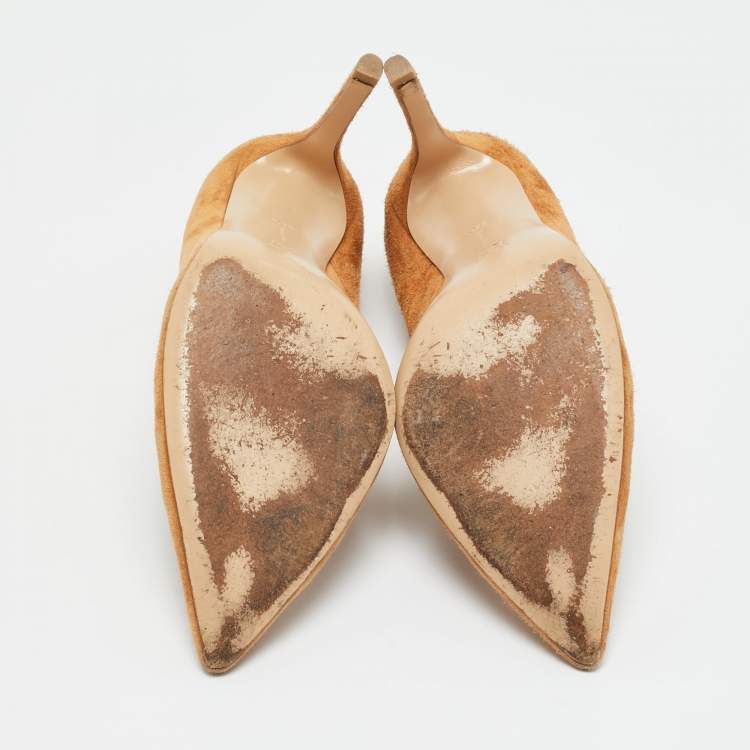 Pre Owned Gianvito Rossi Beige Suede Gianvito 105 Pumps Size 38.5