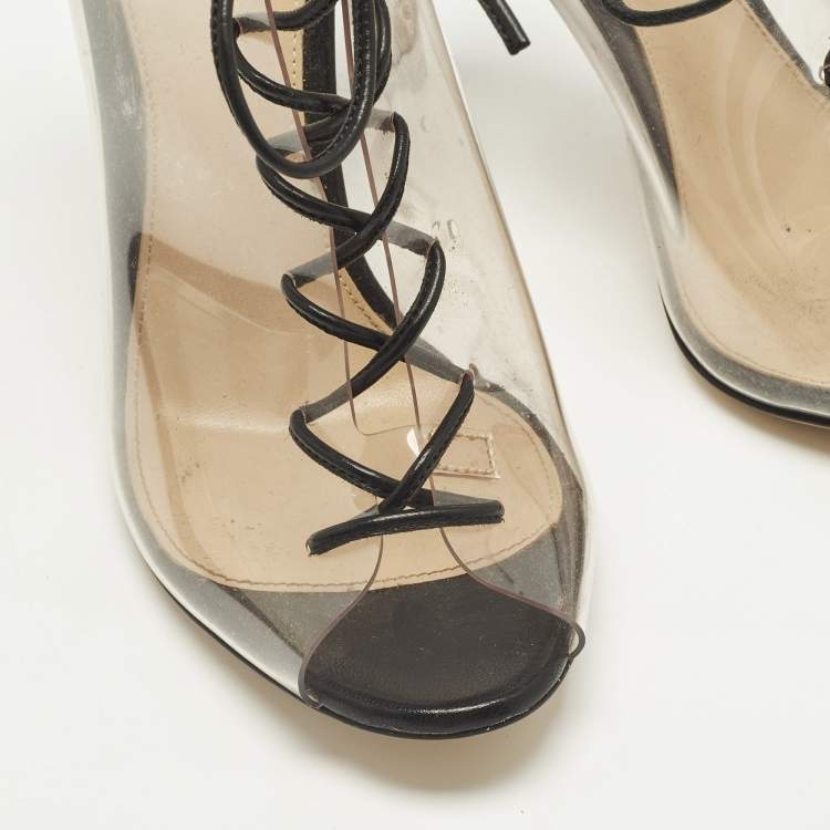 Pre Owned Gianvito Rossi Helmut Size 35.5 Transparent PVC Cut-out Ankle Length Boots