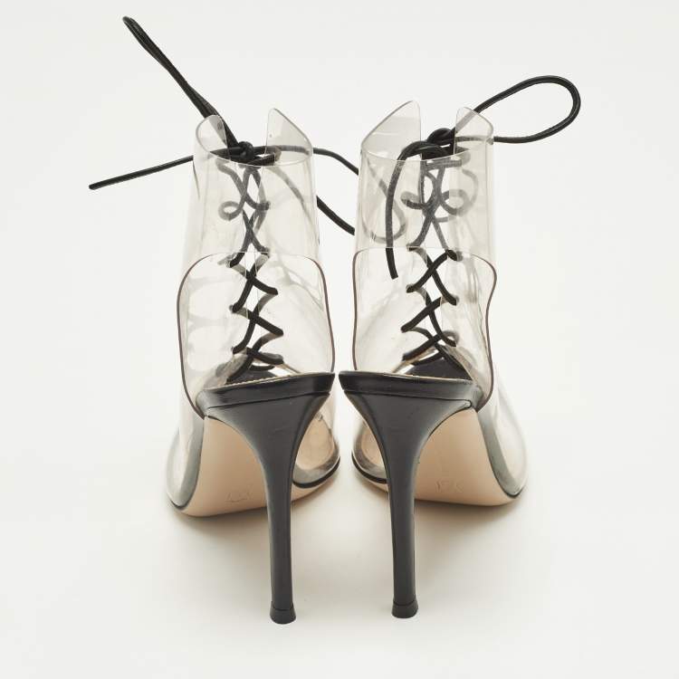 Pre Owned Gianvito Rossi Helmut Size 35.5 Transparent PVC Cut-out Ankle Length Boots