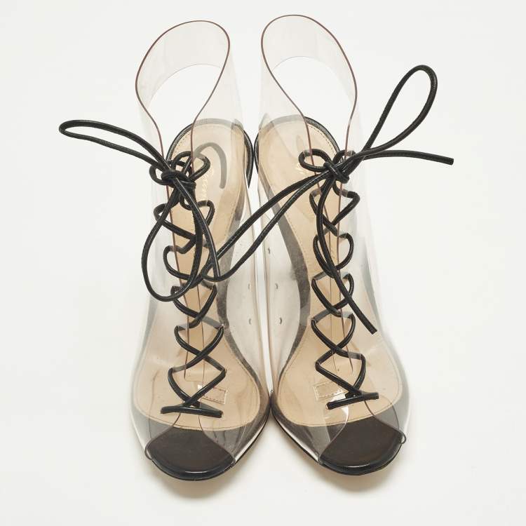 Pre Owned Gianvito Rossi Helmut Size 35.5 Transparent PVC Cut-out Ankle Length Boots