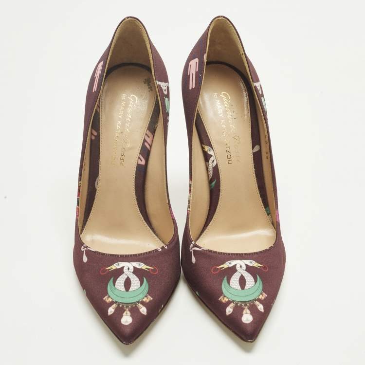 Pre Owned Gianvito Rossi Gianvito 85 Size 36 Burgundy Satin Pumps