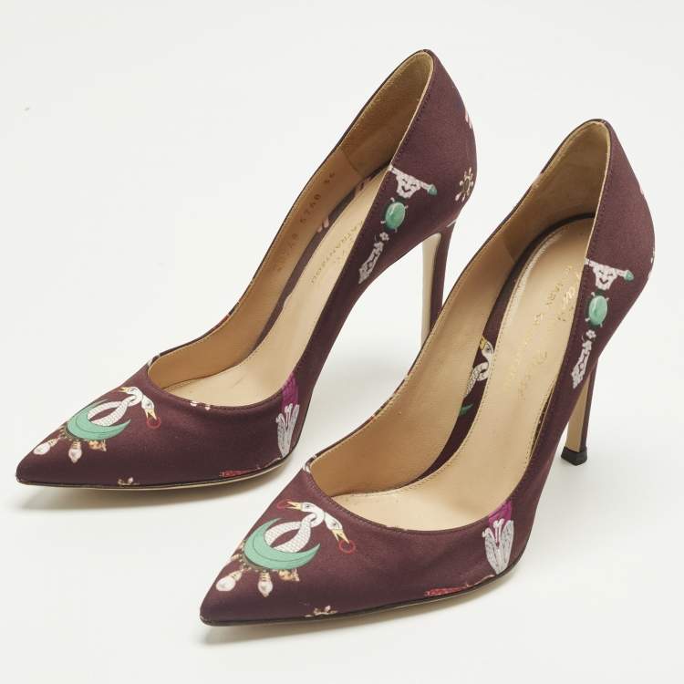 Pre Owned Gianvito Rossi Gianvito 85 Size 36 Burgundy Satin Pumps