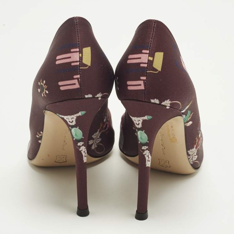 Pre Owned Gianvito Rossi Gianvito 85 Size 36 Burgundy Satin Pumps