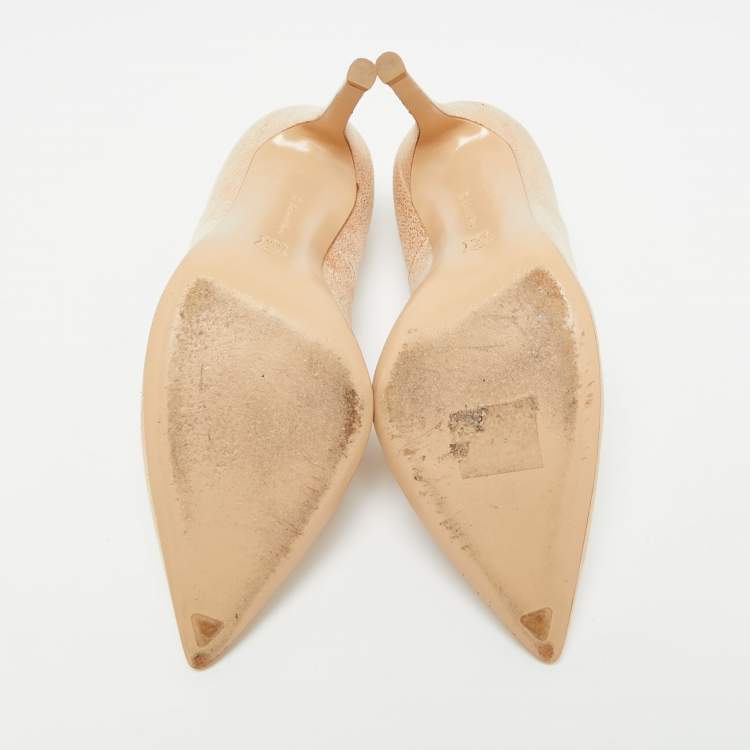 Pre Owned Gianvito Rossi Metallic Gold Suede Pointed Toe Pumps Size 35 