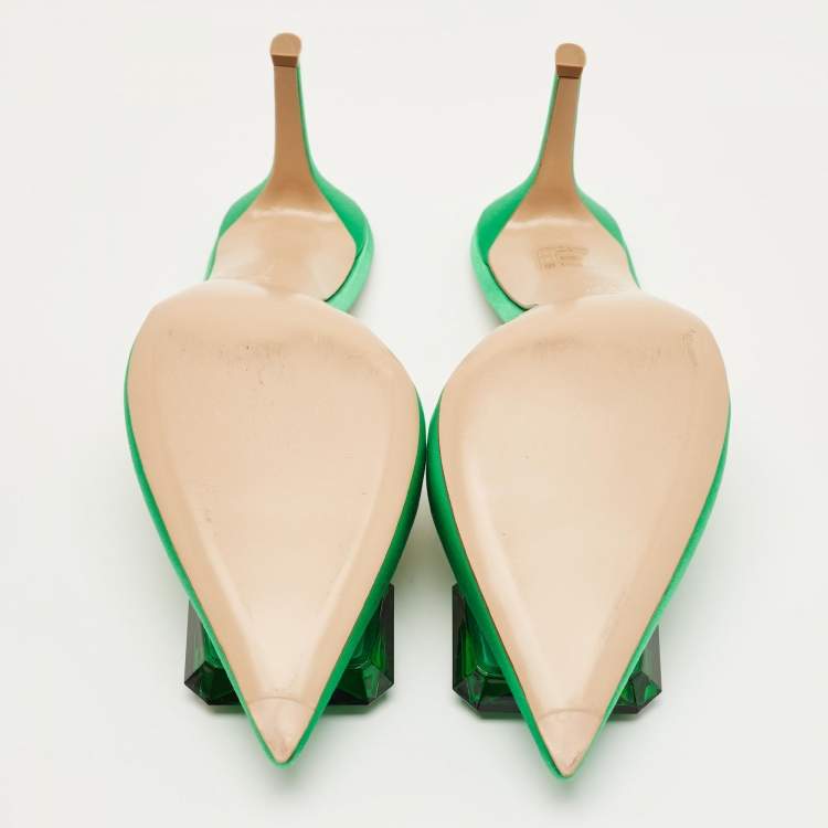 Pre Owned Gianvito Rossi Jaipur Green Satin Mules Size 40 
