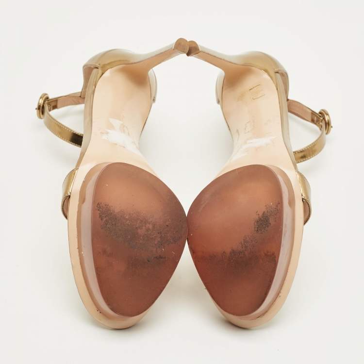 Pre Owned Gianvito Rossi Portofino Size 41 Gold Leather Ankle Strap Sandals