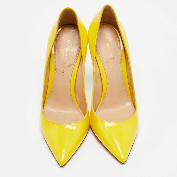 Pre Owned Gianvito Rossi Gianvito 85 Size 35 Yellow Patent Leather Pumps