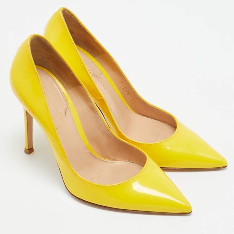Pre Owned Gianvito Rossi Gianvito 85 Size 35 Yellow Patent Leather Pumps