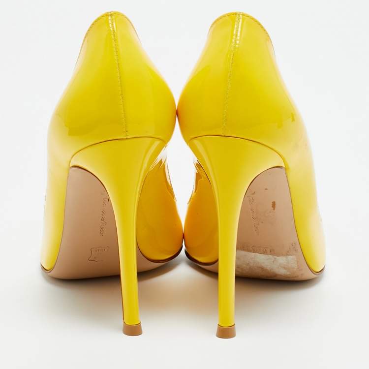 Pre Owned Gianvito Rossi Gianvito 85 Size 35 Yellow Patent Leather Pumps