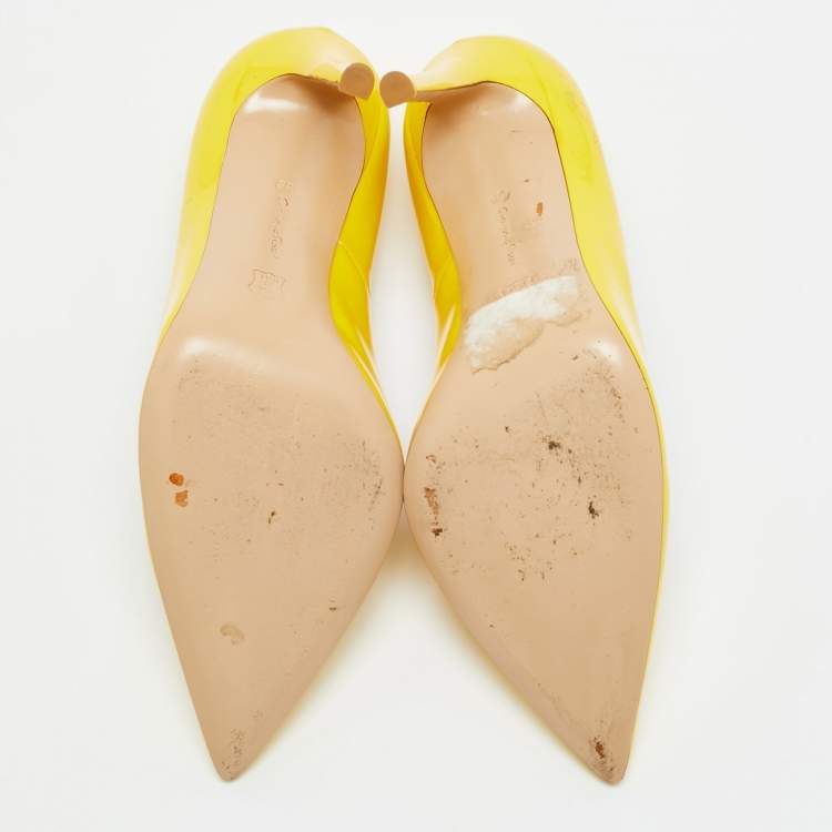 Pre Owned Gianvito Rossi Gianvito 85 Size 35 Yellow Patent Leather Pumps