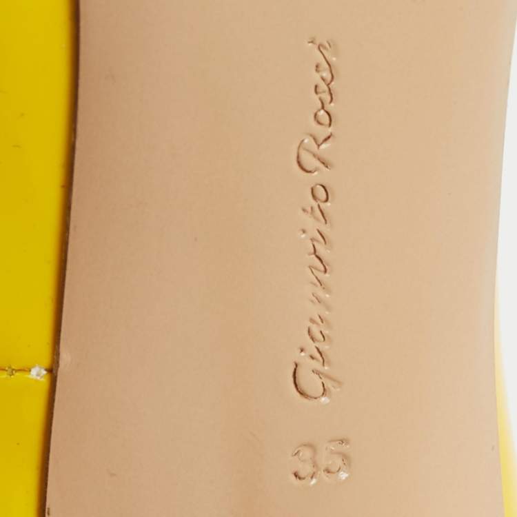 Pre Owned Gianvito Rossi Gianvito 85 Size 35 Yellow Patent Leather Pumps