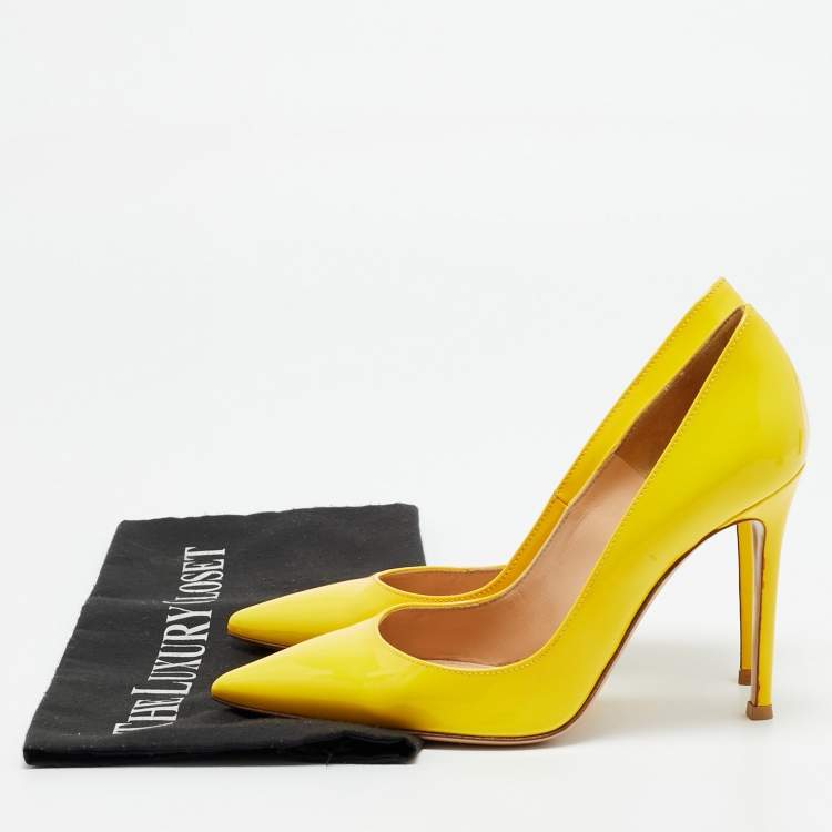 Pre Owned Gianvito Rossi Gianvito 85 Size 35 Yellow Patent Leather Pumps