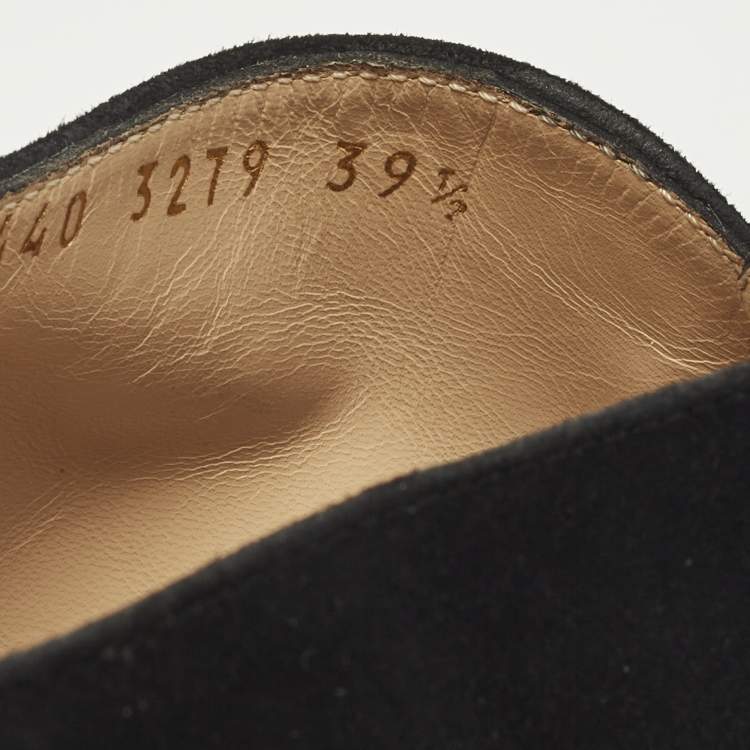 Pre Owned Gianvito Rossi Size 39.5 Black Suede Open Toe Mules