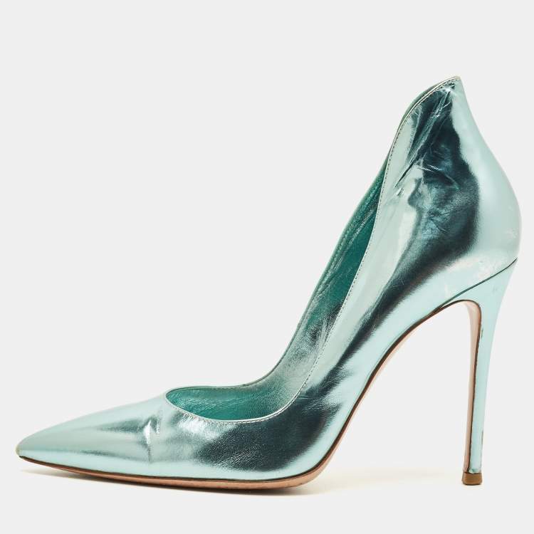 Pre Owned Gianvito Rossi Decollete Size 39 Metallic Blue Leather Pumps