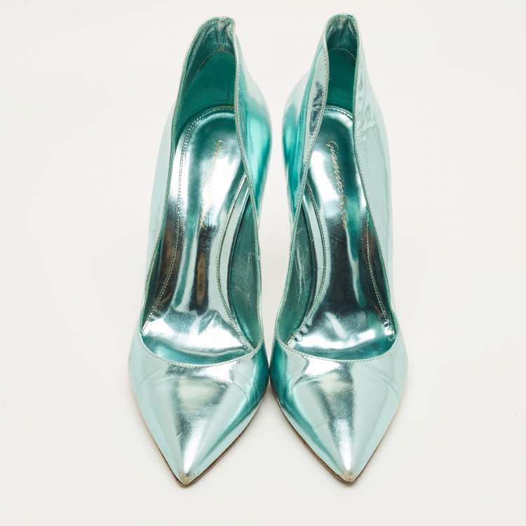 Pre Owned Gianvito Rossi Decollete Size 39 Metallic Blue Leather Pumps