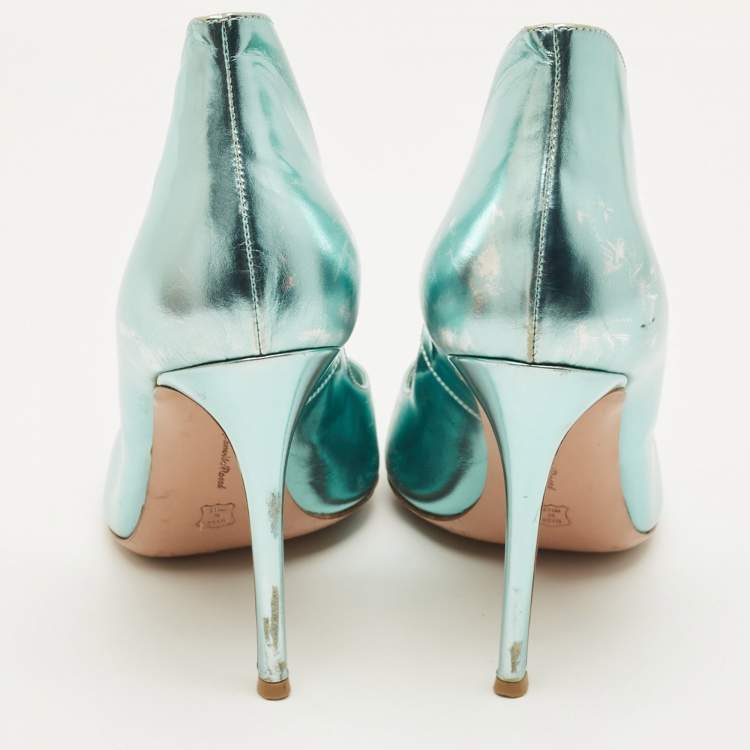 Pre Owned Gianvito Rossi Decollete Size 39 Metallic Blue Leather Pumps