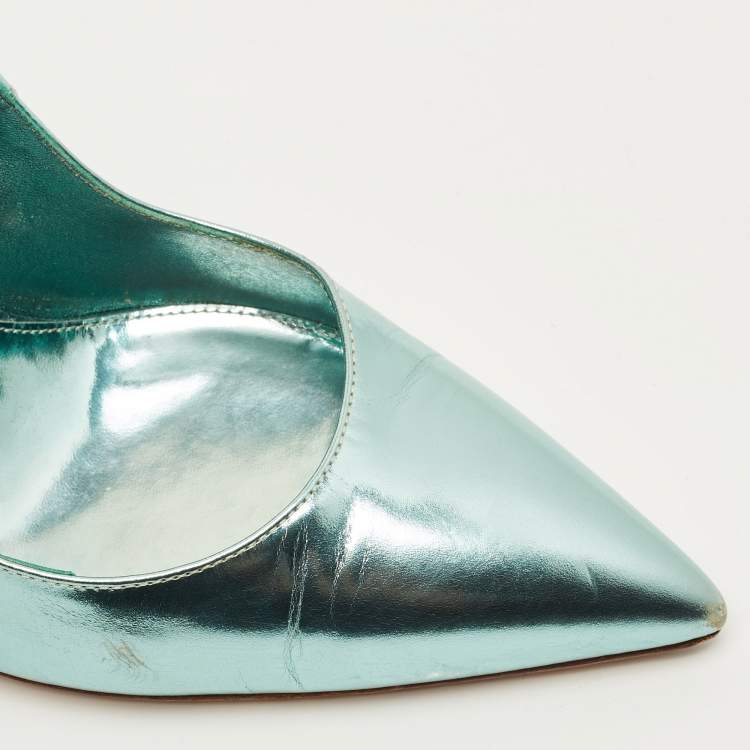 Pre Owned Gianvito Rossi Decollete Size 39 Metallic Blue Leather Pumps