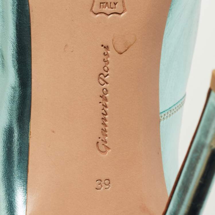 Pre Owned Gianvito Rossi Decollete Size 39 Metallic Blue Leather Pumps