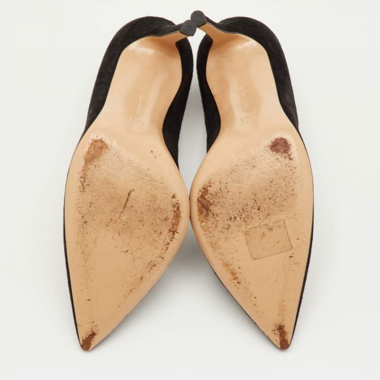 Pre Owned Gianvito Rossi Femi Size 38 Black Suede Lace up Pointed Toe Pumps