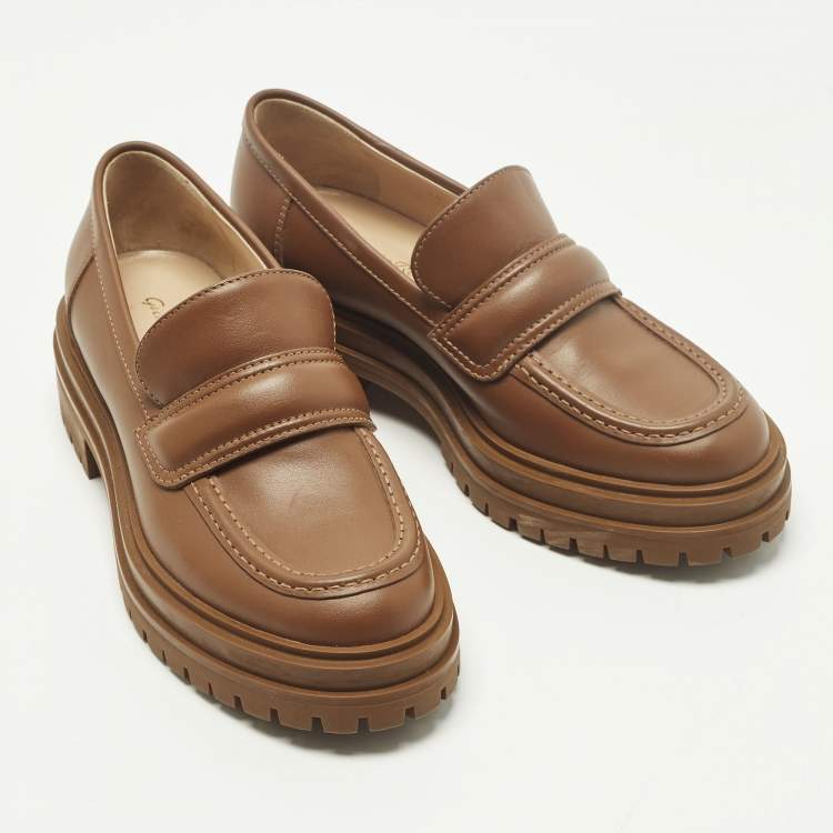 مملوكة مسبقًا Gianvito Rossi Argo Size 36 Brown Leather Loafers