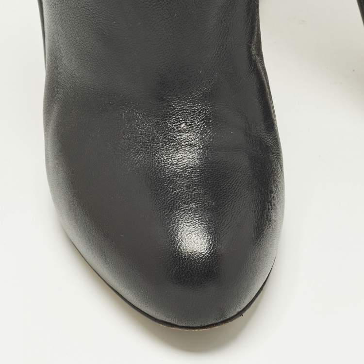 Pre Owned Gianvito Rossi Buckle Size 38.5 Black Leather Ankle Length Boots