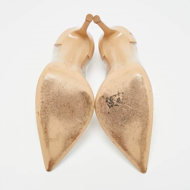 Pre Owned Gianvito Rossi Plexi Size 36.5 Tricolor Leather and PVC Pumps