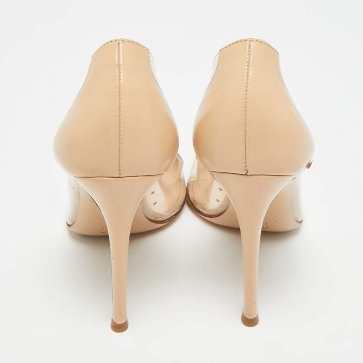 Pre Owned Gianvito Rossi Plexi Size 36.5 Tricolor Leather and PVC Pumps