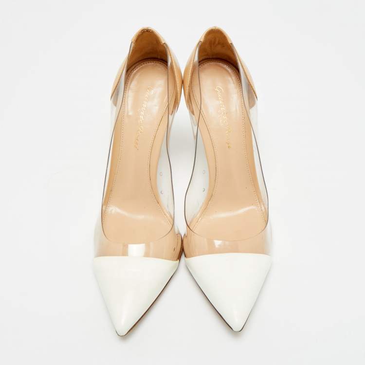 Pre Owned Gianvito Rossi Plexi Size 36.5 Tricolor Leather and PVC Pumps