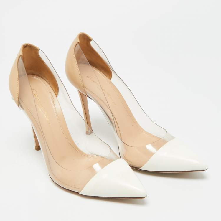 Pre Owned Gianvito Rossi Plexi Size 36.5 Tricolor Leather and PVC Pumps